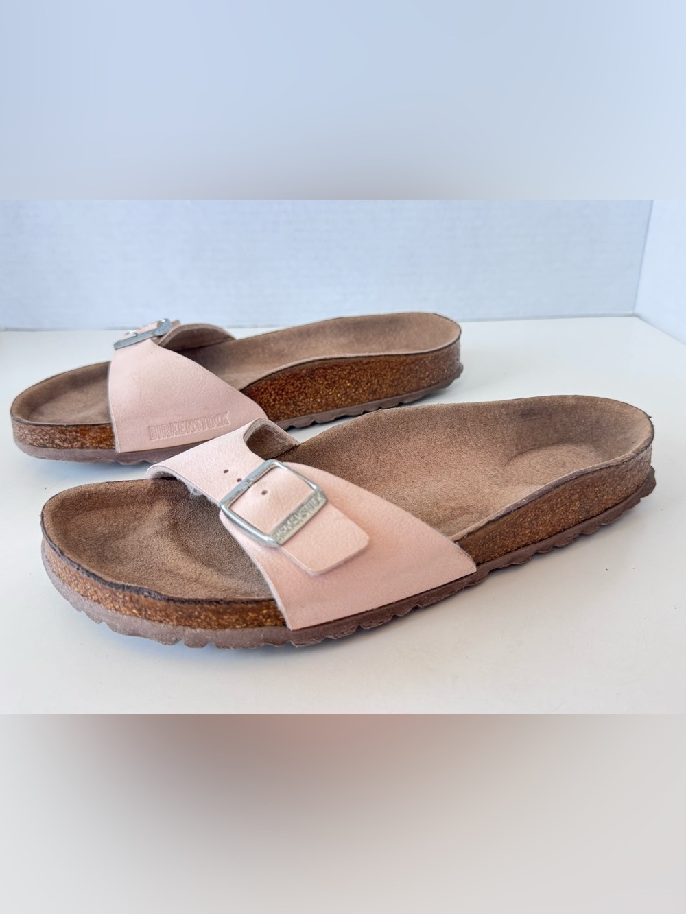 Birkenstock Madrid earthy light rose Buckle Slip On Leather Sandals Shoes 38
